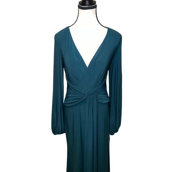 Betsy & Adam Hadley Floor Length Stretch Knit Gown Dress Forest Green Size 4 - Picture 3 of 16